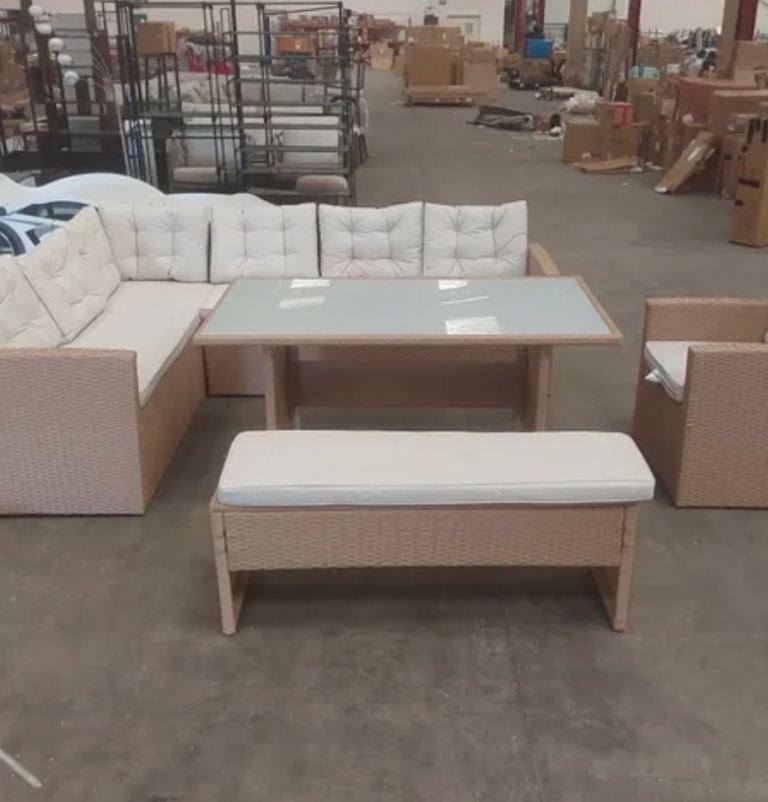 Ratten garden furniture 9 seater corner bench and chair 