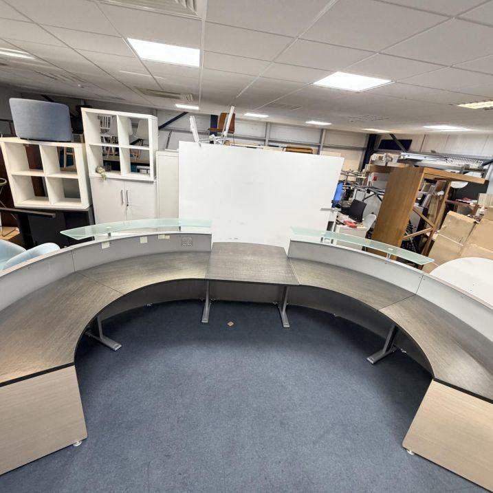 large Oak & Walnut Reception Desk 