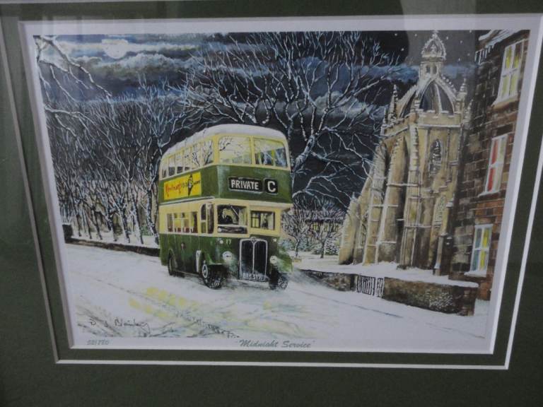 Midnight service Aberdeen bus by DL Baily 52/780 , Kings college Aberdeen 50 x 42 cms 