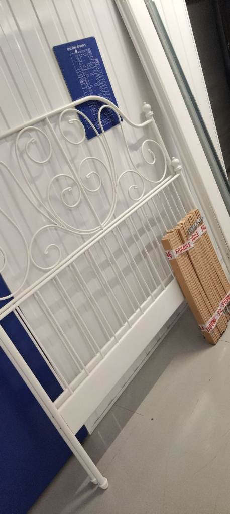 Ikea white metal double bedframe 