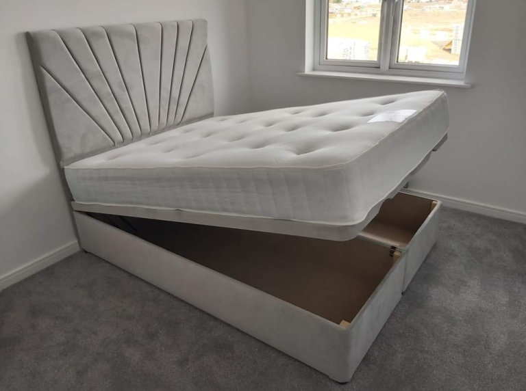 NEW OTTOMAN LIFT STORAGE BED AND MATTRESS 