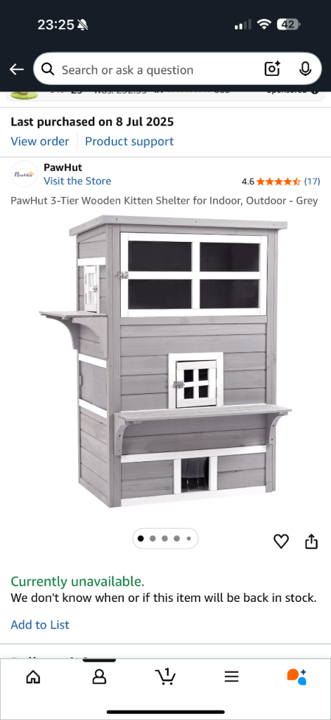 PawHut 3-Tier Wooden Kitten Shelter for Indoor, Outdoor - Grey