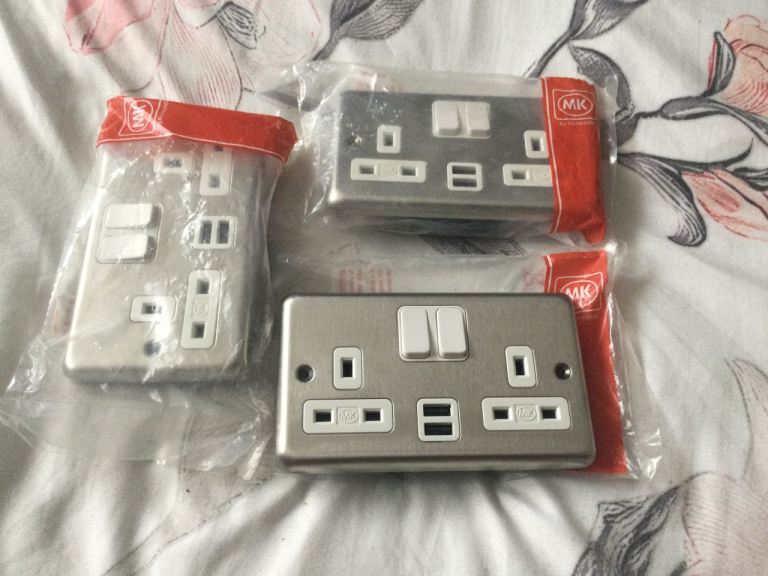 BRAND NEW. MK K2944BRC. *TOP of the Range* Socket’s & USB Ports - Brushed / Satin Chrome (x3)