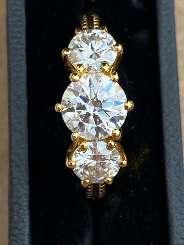 New Moissanite Trilogy ring