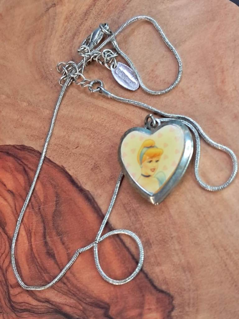 Cinderella Heart Locket Necklace – Silver Tone