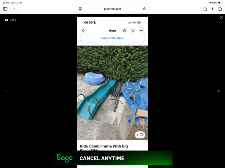Kids big wavy blue slide with climbing frame bargai.n £55