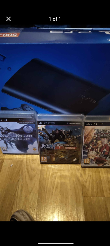 PS3 console with three games brand new 