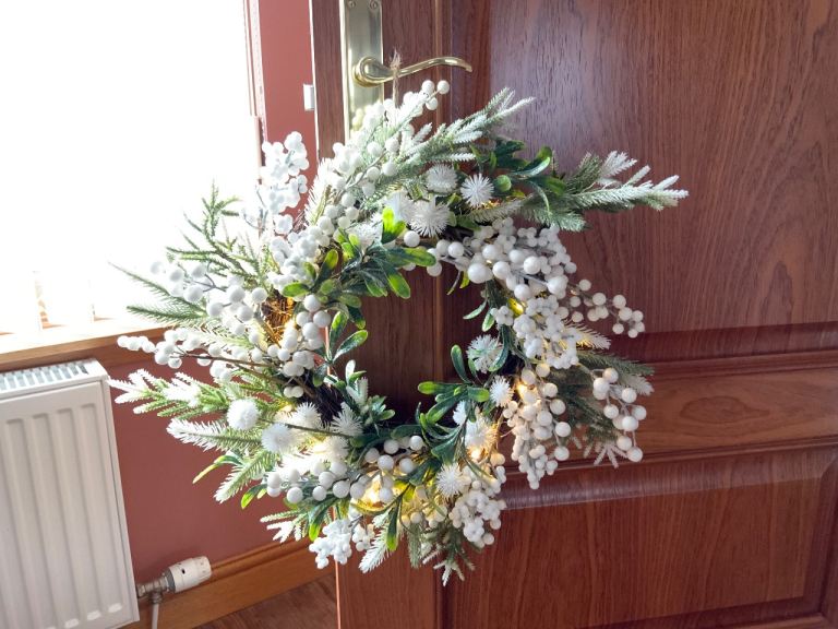 Lovely Artificial Floral Wreath with Lights – As Good As New