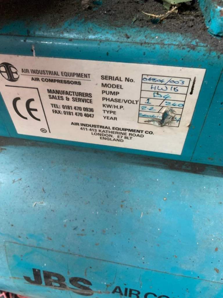 Air Industrial Equipment HW16 Air Compressor – Blue, Fair Condition