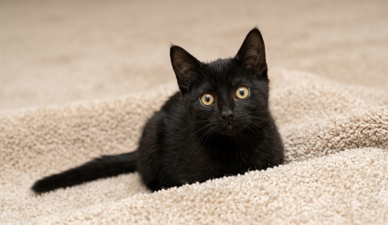 Golden-Eyed Black Female Kitten For Sale in London. Affectionate, Curious Little Shadow. Ready Now