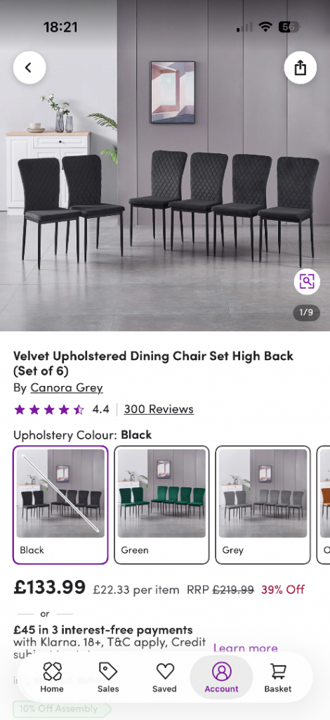 6 dining chairs new in box