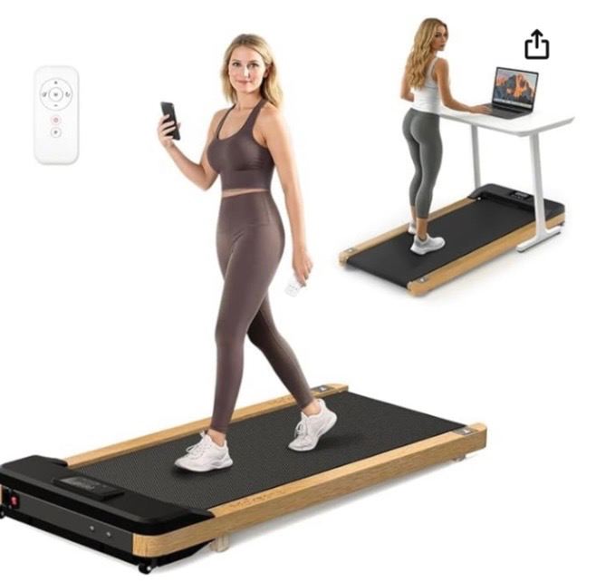 Maksone Under Desk Treadmill, Wood Electric Treadmill with Remote Control 