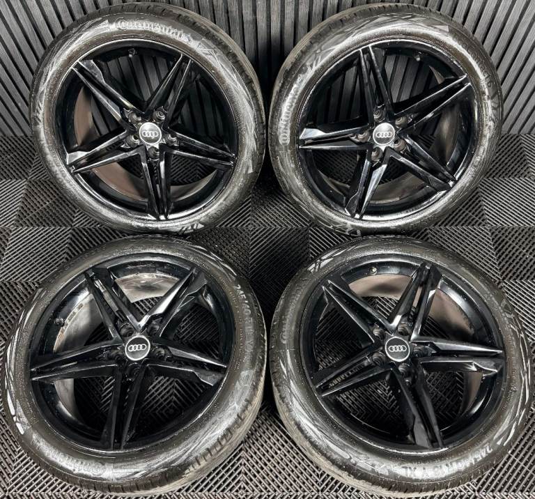 18" GENUINE AUDI A5 S LINE BLACK STAR SPOKE WHEELS ALLOYS TYRES