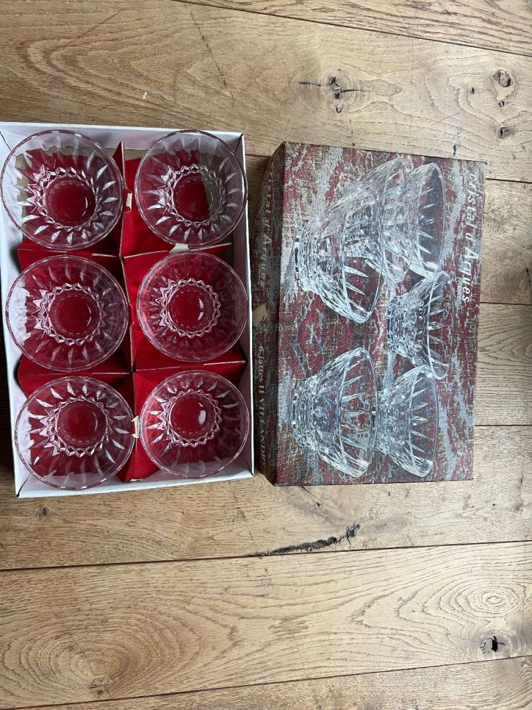 image for  Set of six Cristal d'Arques Genuine Lead Crystal Bowls from France in original box.