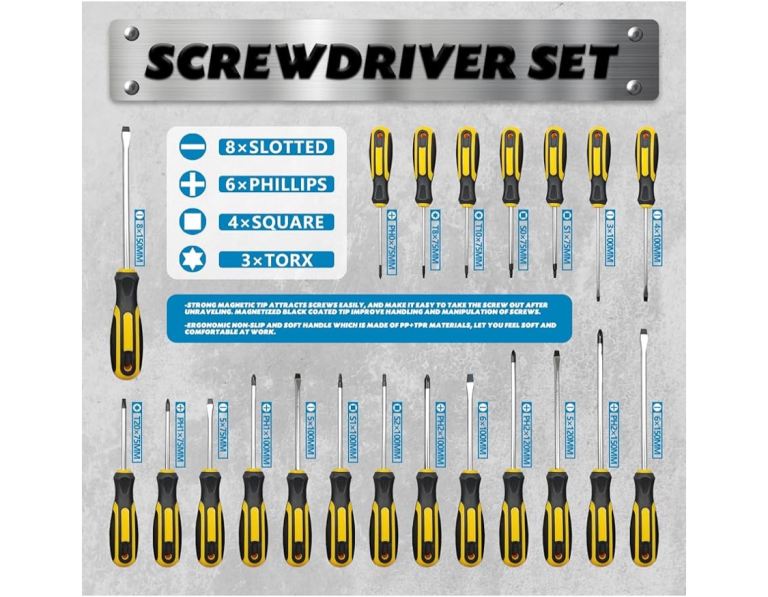 145-piece Magnetic Screwdrivers Set with Plastic Racking, Precision Screwdrivers, Magnetizer