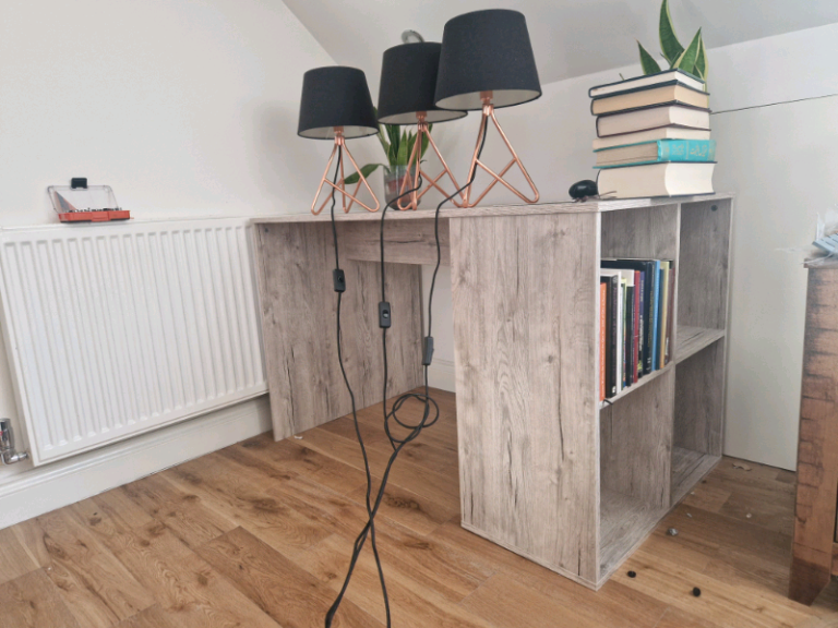 Oak Desk Computer Study Table Brown