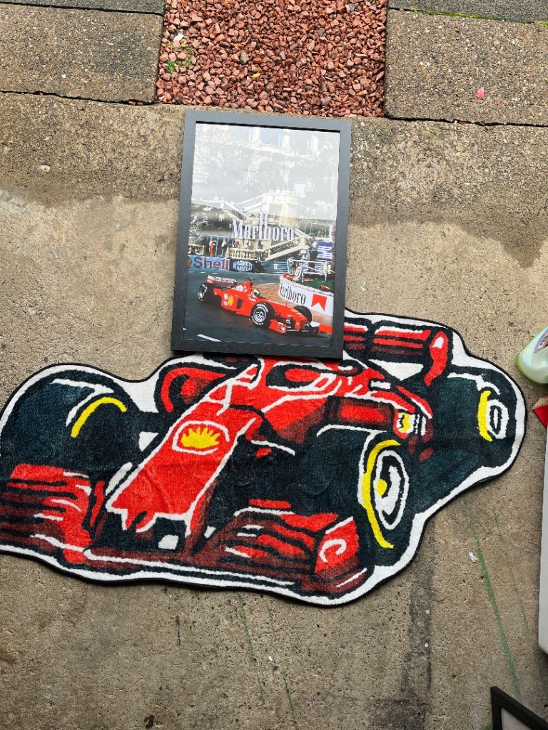 F1 Car Rug. Vintage F1 Marlboro framed art work