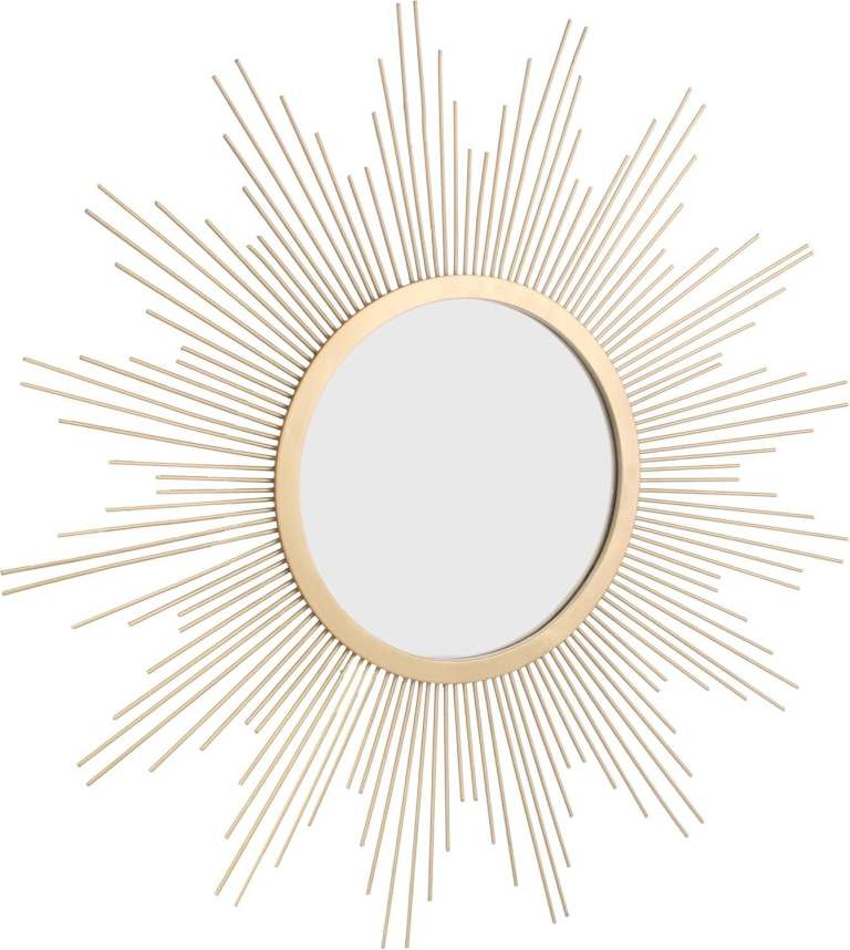 Sunburst Wall Mirror in "Antique Gold" Metal. 23" Retro Atomic Design. New in box