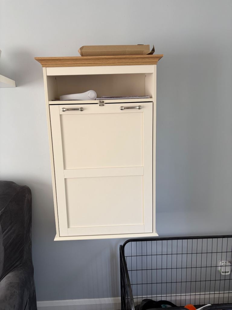 Wall-Mounted Fold Down Desk – Cream, Good Condition