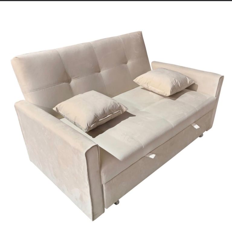 Brand New Beige Sofa Bed Futon - Still Boxed