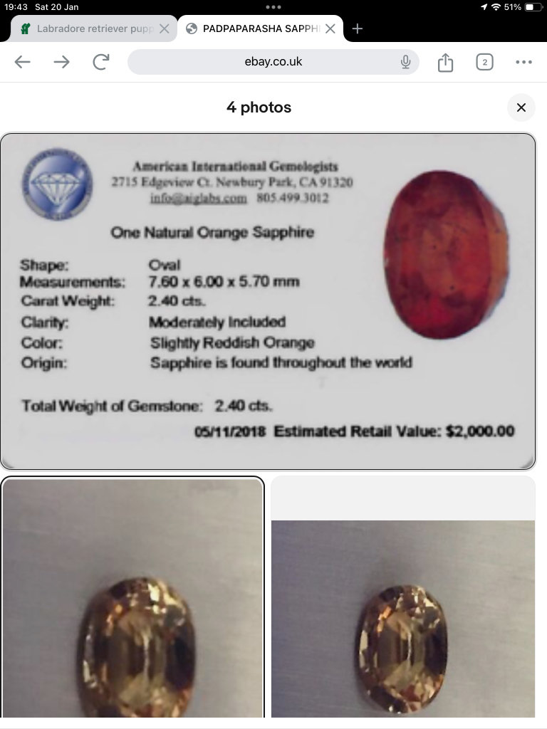  2.40ct orange  Padparadscha sapphire, rarest in the world 
