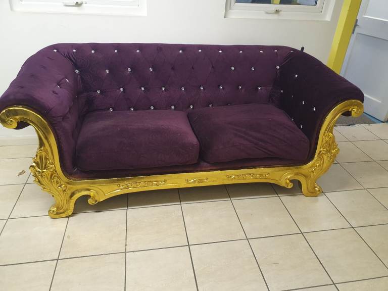 Popular deep purple luxury american diner two three seater sofa couch elegant wedding sofa