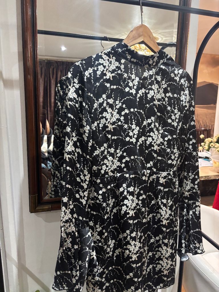 black and white floral print mini dress by I Saw It First (New).