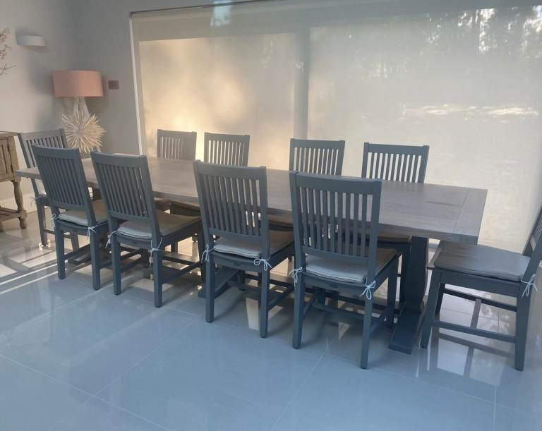 Solid Oak Dining Room Furniture (NEPTUNE 'Harrogate) Dining Table & 10 Dining Chairs (325cm Long) 