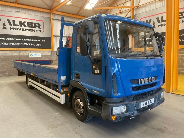IVECO EURO CARGO 75E16, 4X2 7.5 TONNE DROPSIDE FLATBED / CRANE – 2011 – BW11 VBD