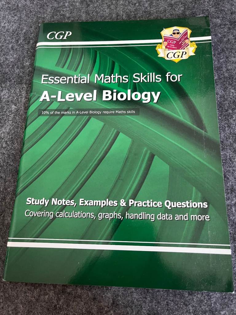 CGP Essential Maths Skills for A-Level Biology – Like New Condition