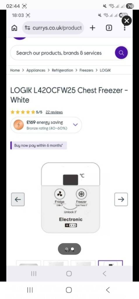 LOGIK L420CFW25 White Chest Freezer