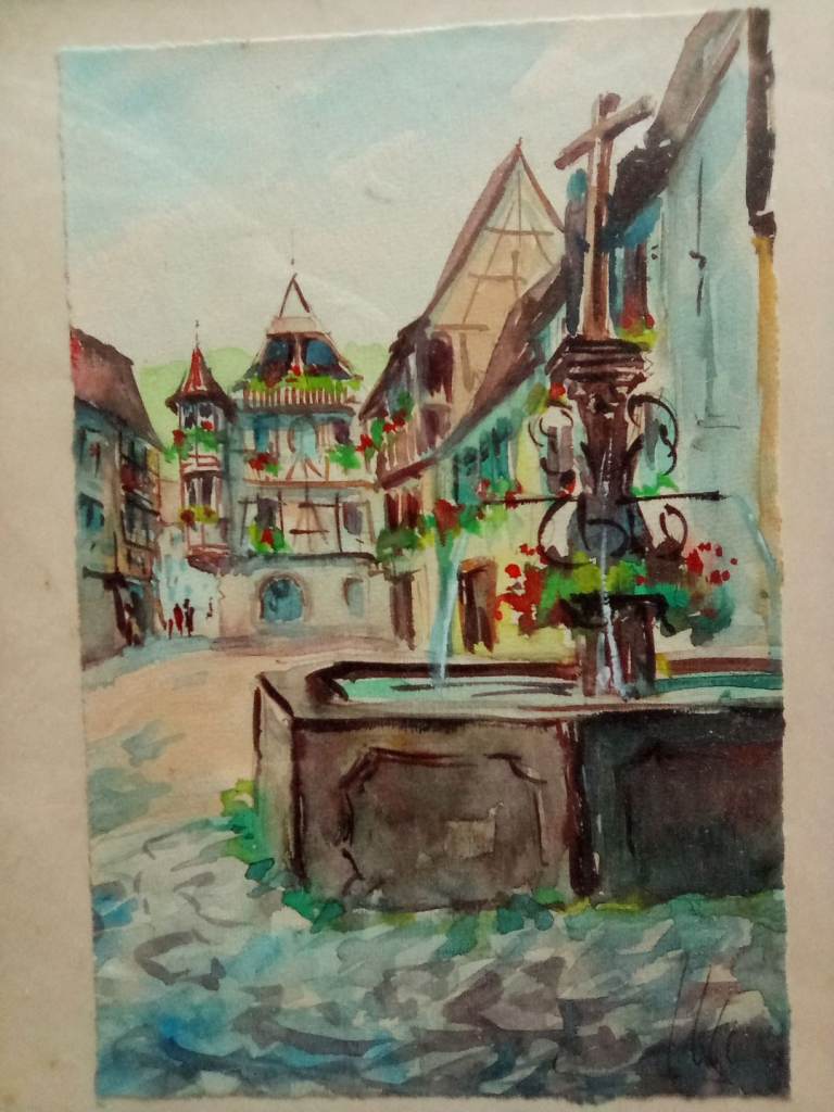 Watercolour Painting of European Street Scene
