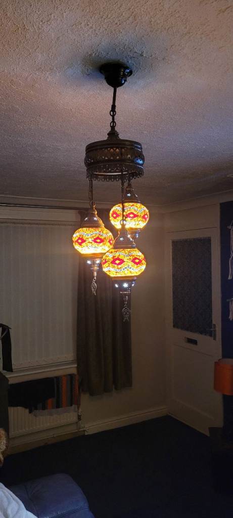 Turkish Mosaic Ceiling Triple Light – Good Condition