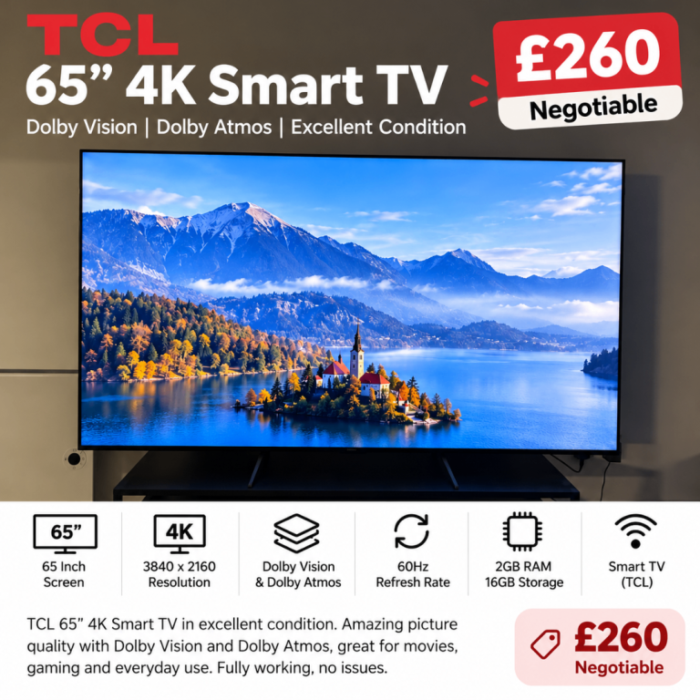 TCL 65" 4K Smart TV – Dolby Vision, Dolby Atmos, Excellent Condition