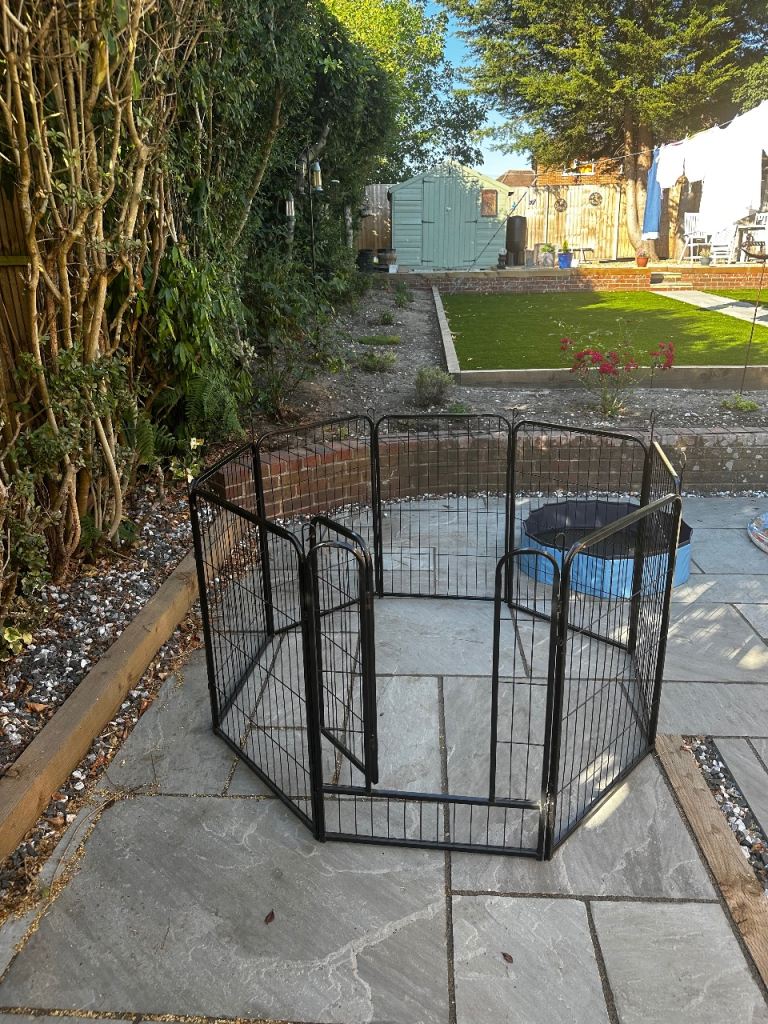 HOMIDEC Dog Pen, 8 Panel Puppy Pen with Door, High 80cm Indoor/Outdoor Pet Exercise Playpen