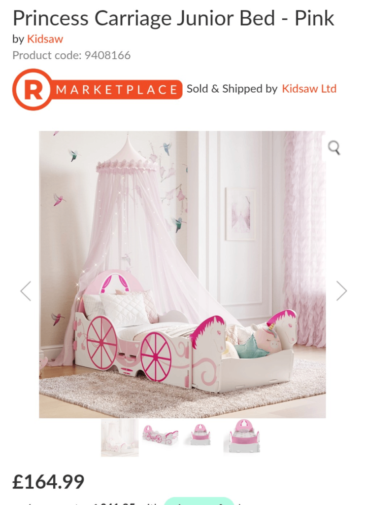 Unicorn toddler bed with storage for toys
