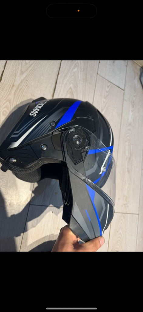 Frank Thomas Motorcycle Helmet – Black/Blue – Excellent Condition