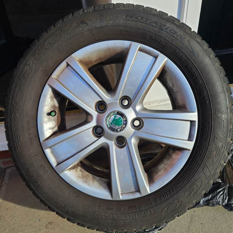 Set of tyres on Skoda alloy wheels.
