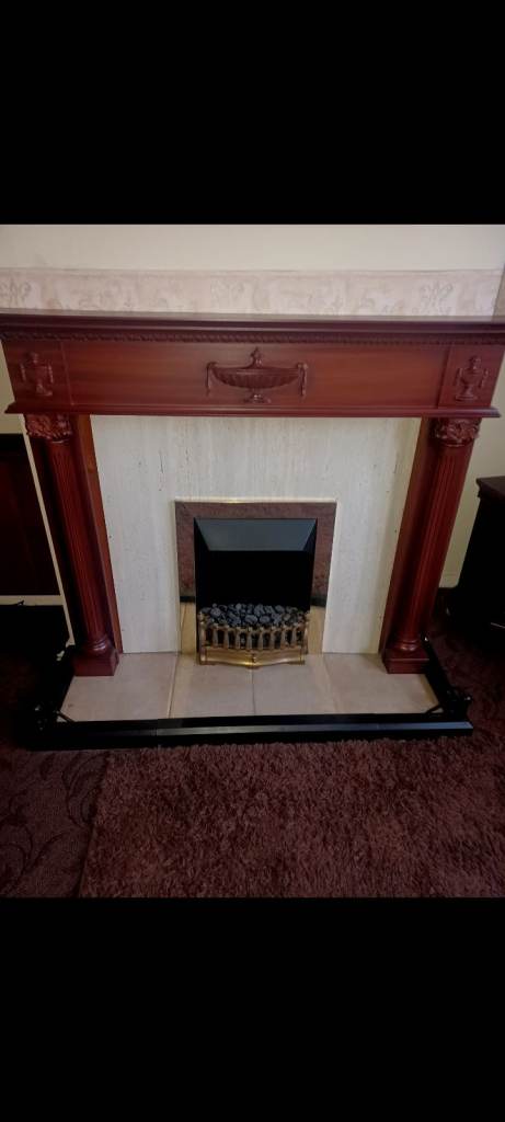 Wooden Fireplace Surround with Insert and Hearth