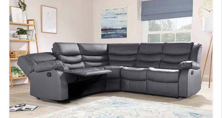 New Grey leather Corner Recliner Sofa 