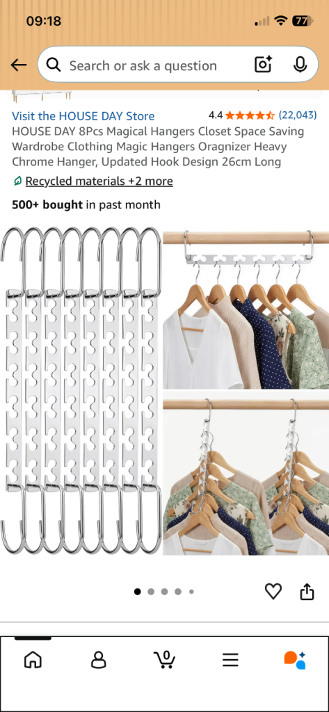 Space saving wardrobe hanger x9