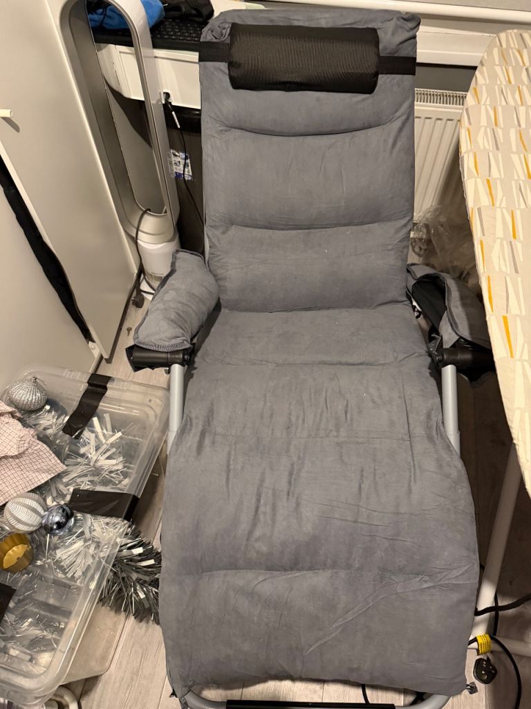 Reclining chair grey sits upright and reclines new 