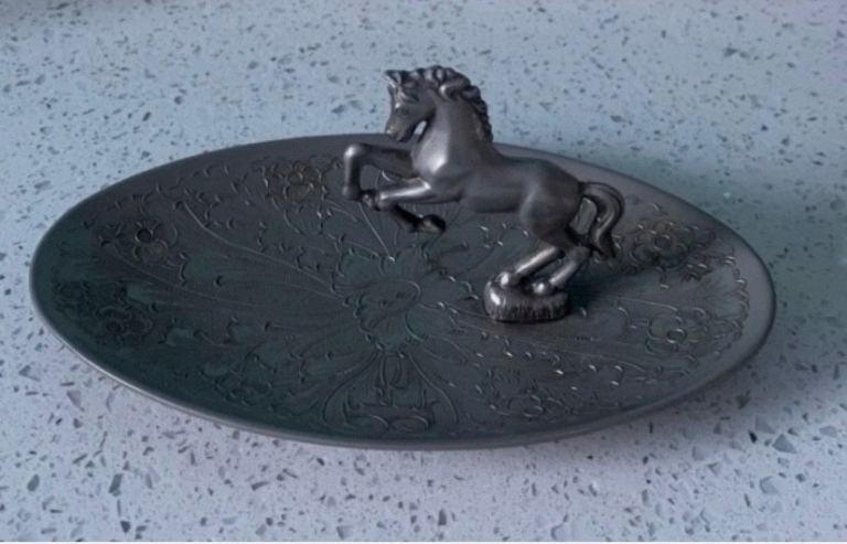 Vintage SEBA Silver Plated Prancing Horse Trinket Dish C. 1950 Made In England