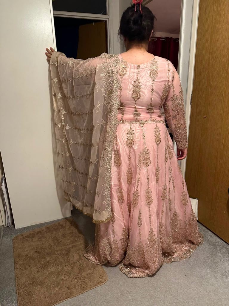 Beautiful Pink & Gold Traditional Wear Dress, Excellent Condition