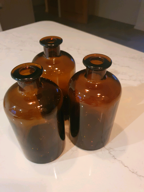 image for 3 NEW amber apothecary 500ml bottles