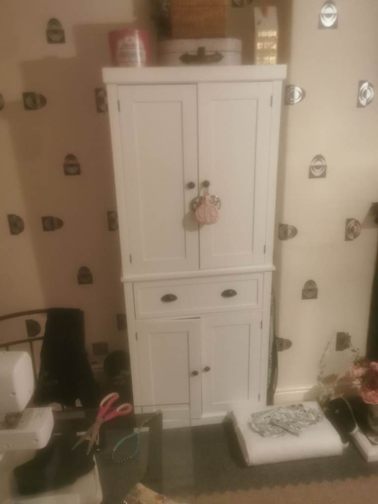 White Wooden Wardrobe / Storage Cabinet – Good Condition