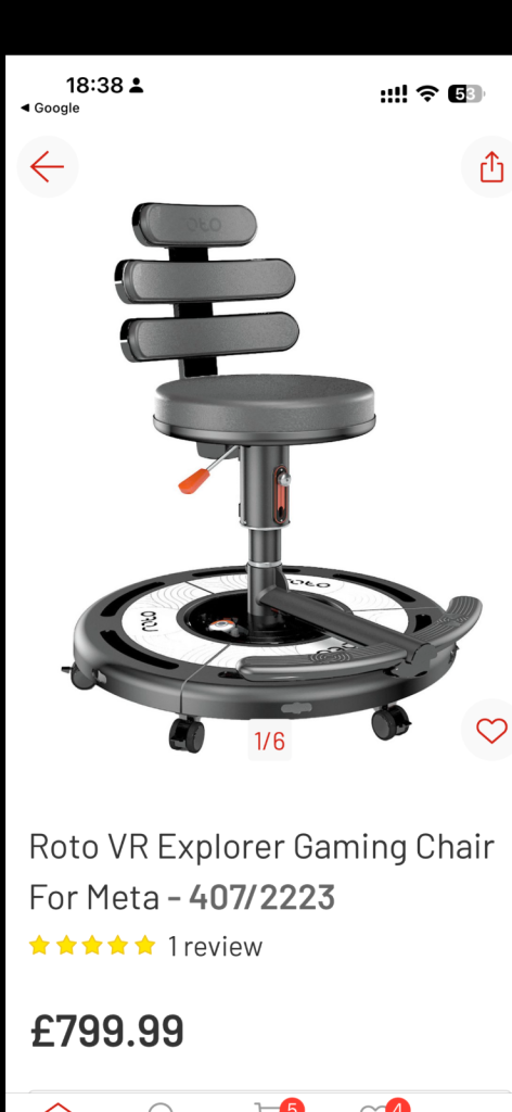 Roto VR explorer gaming chair for meta 