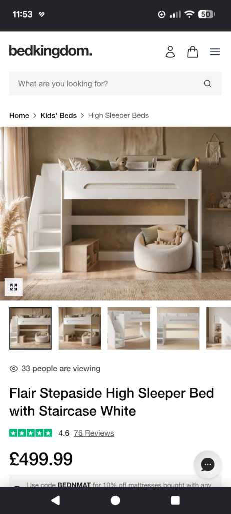 Grey Cabin Bed with Integrated Storage Steps