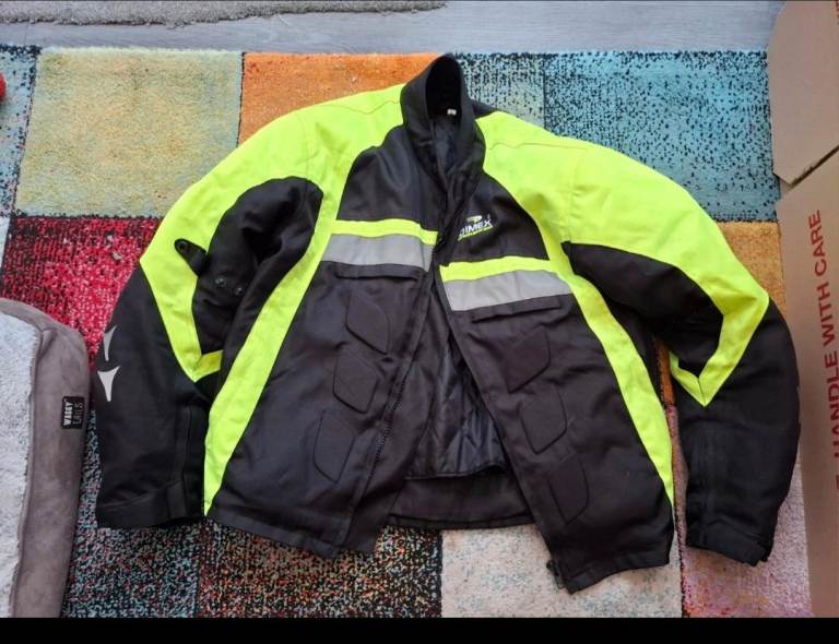 DIMEX Motorcycle Jacket – Black & Neon Yellow, Fair Condition