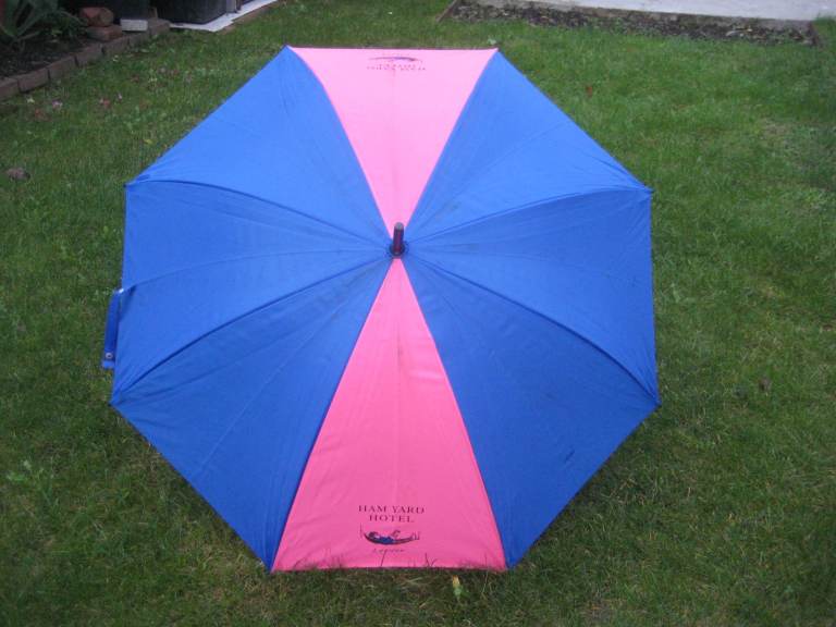 Large Pink and Blue Umbrella for £5.00: Protection from Rain and Strong Sunshine